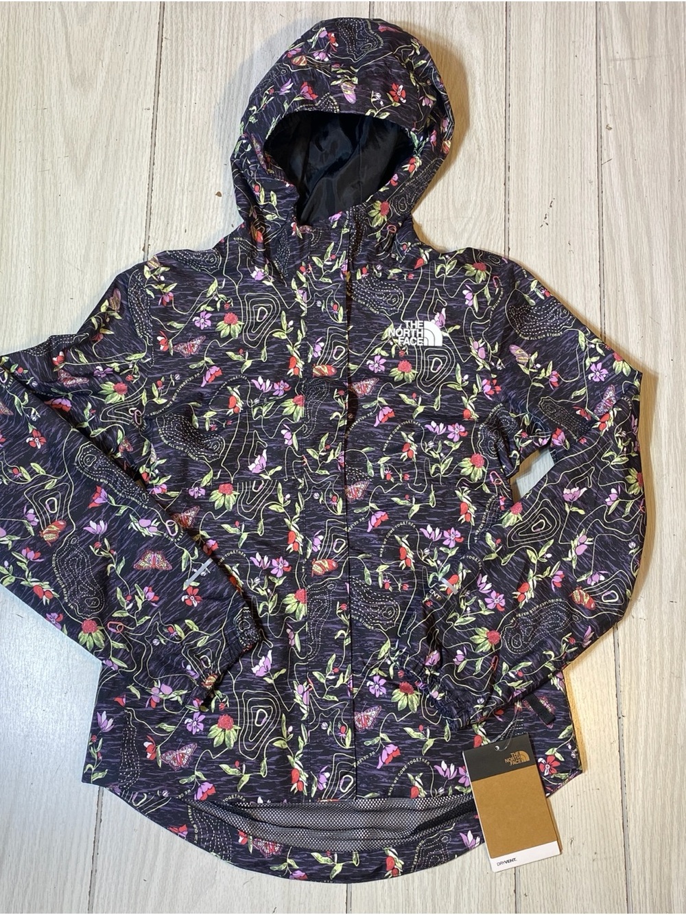 The North Face Antora Floral Rain Jacket Girls / Youth Size 12 Large NWT!